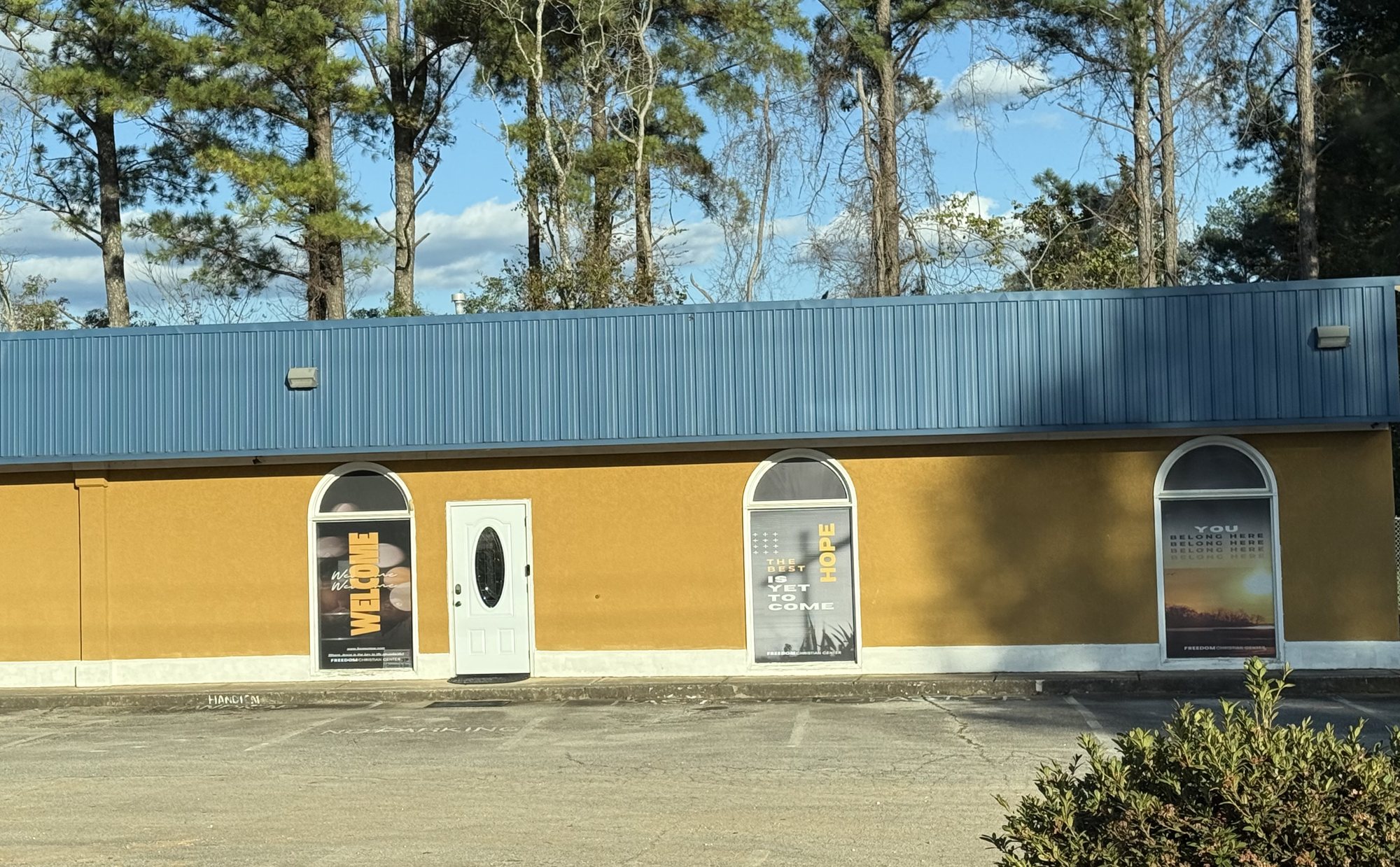 Front of the Freedom Christian Center building in Morrow, Georgia